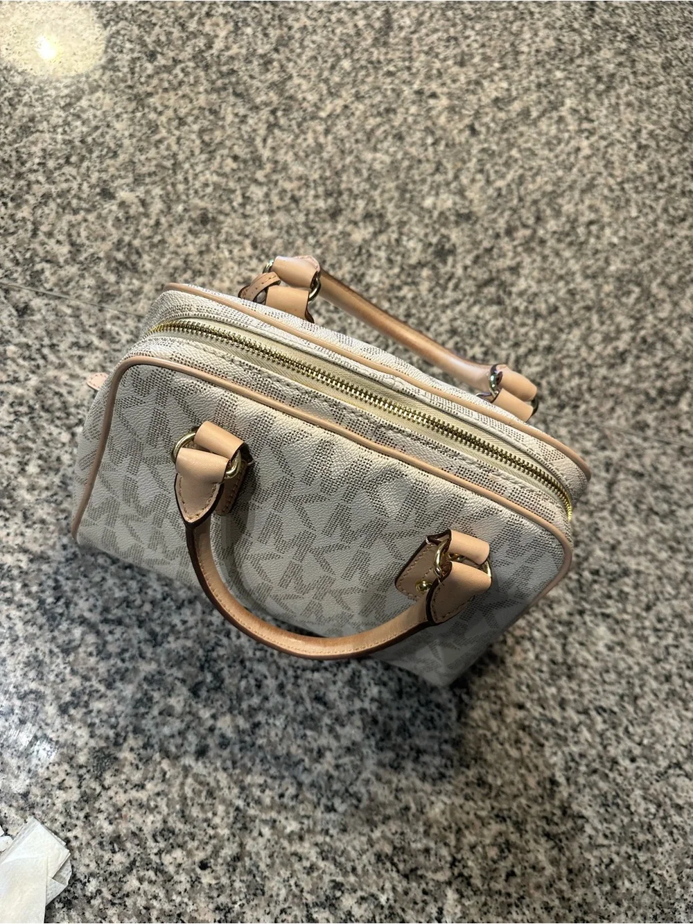 EUC Michael Kors Beige and Cream Signature Mini Satchel - Picture 3 of 13